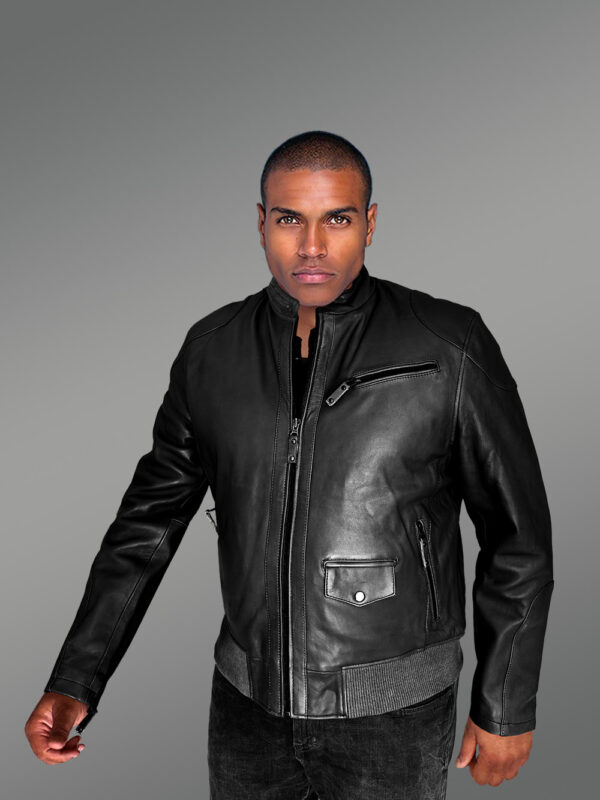 Mens Trendy Leather Bomber Jacket - Image 3