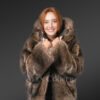 Women’s Natural Rabbit Fur Bomber with Hood