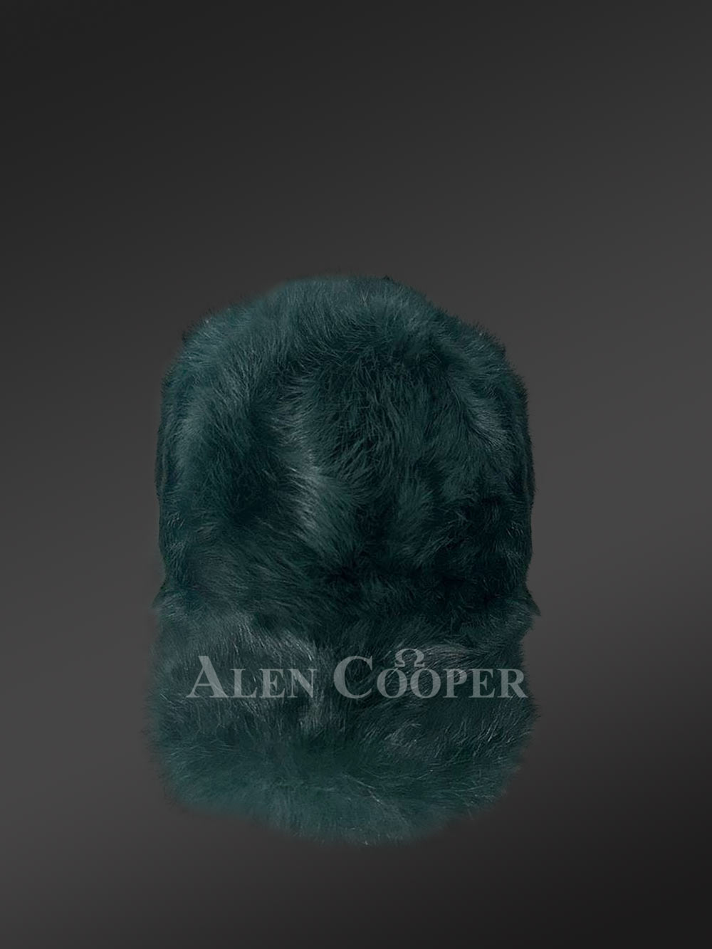Mens Rabbit Fur Baseball Hat in Green (1)