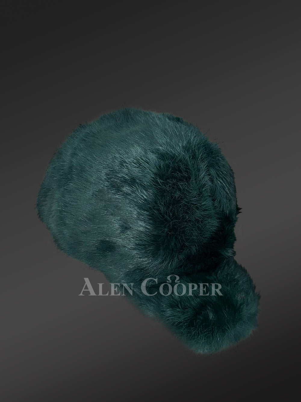 Mens Rabbit Fur Baseball Hat in Green (2)