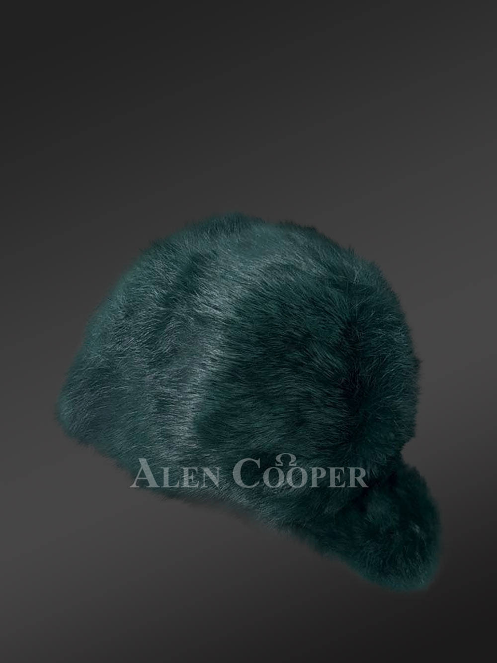 Mens Rabbit Fur Baseball Hat in Green (3)