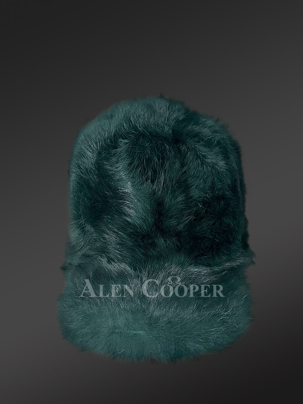 Mens Rabbit Fur Baseball Hat in Green (5)