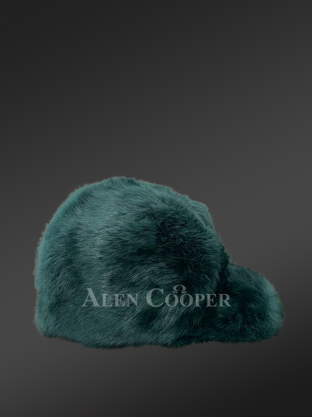 Mens Rabbit Fur Baseball Hat in Green (6)
