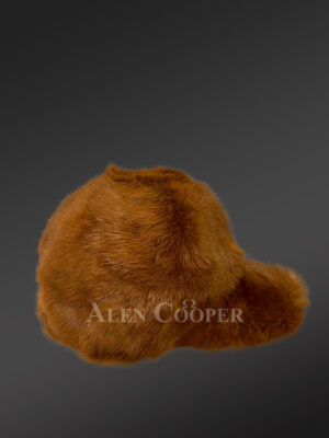 Mens Tan Rabbit Fur Baseball Hat (1)