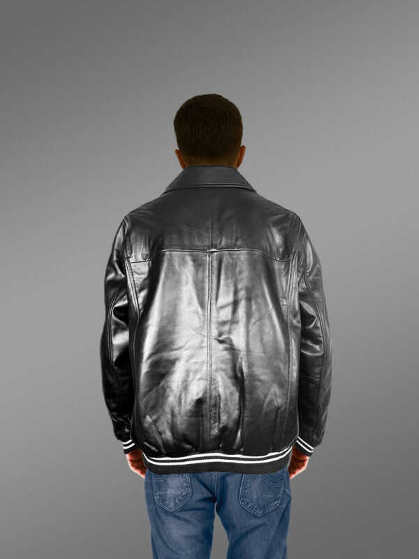 Black Leather Bomber Jacket – Cozy Feel & Suave Looks - Image 3