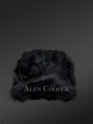 mens black fox fur baseball hat