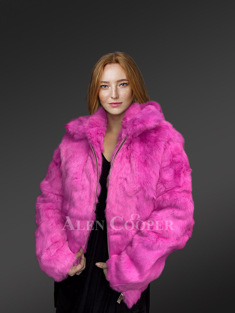 Fushia Rabbit Bomber Jacket - Image 2