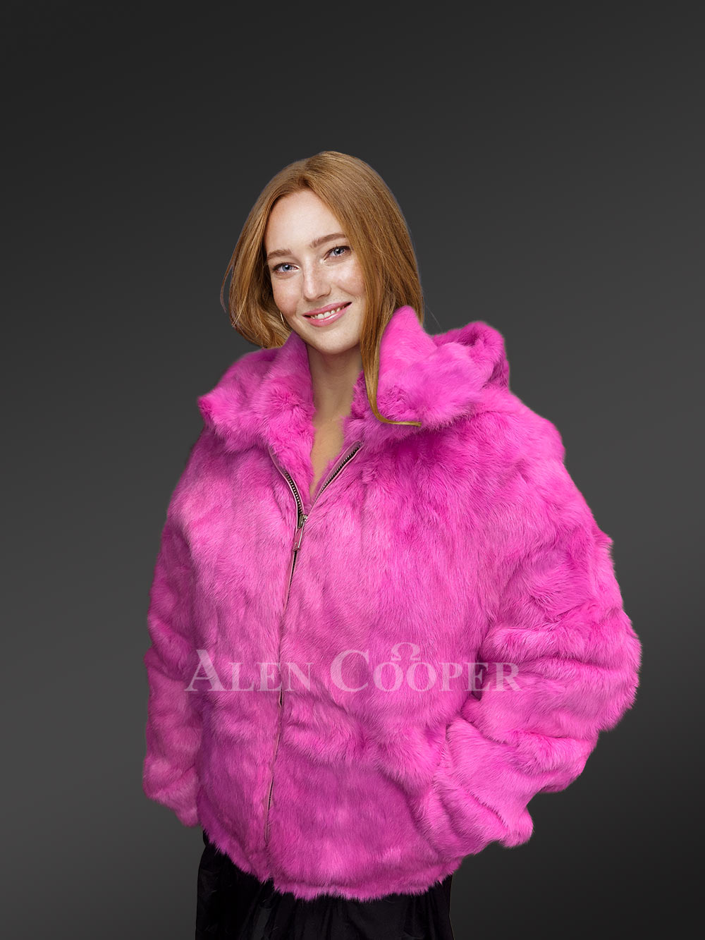 Fushia Rabbit Bomber Jacket - Image 3