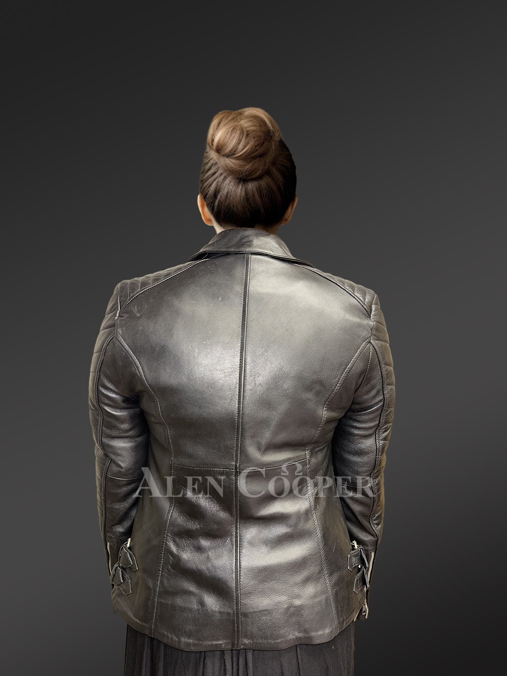 Womens Black Lambskin Leather Biker Jacket – High-Fashion Looks with a Plush Feel - Image 6