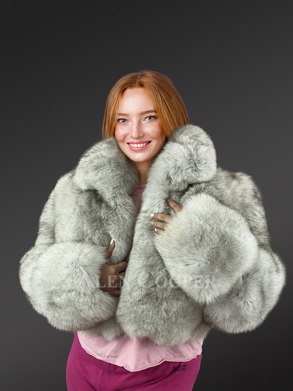 Womens Short Jacket of Blue Fox Fur – Lovely Fusion of Functionality & Trendy Looks - Image 3