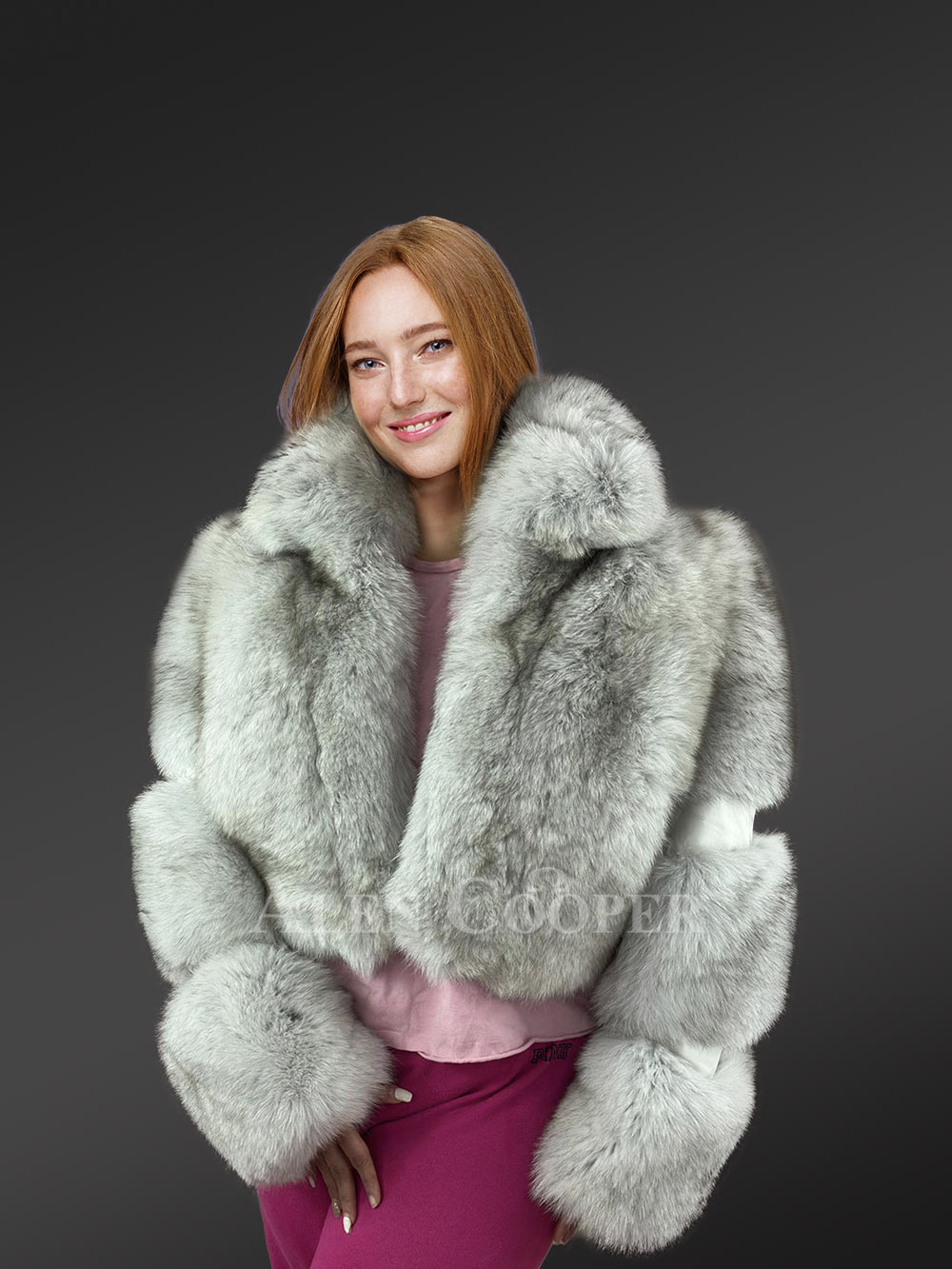 Womens Short Jacket of Blue Fox Fur – Lovely Fusion of Functionality & Trendy Looks - Image 2