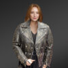 Women’s Vintage Leather Biker Jacket with Belt