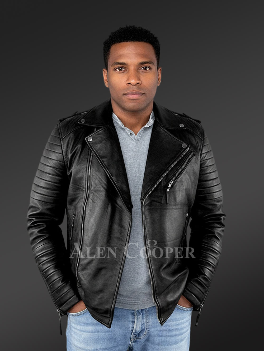 Mens Everyday Wear Leather Biker Jacket with Comfy Warmth and Swag