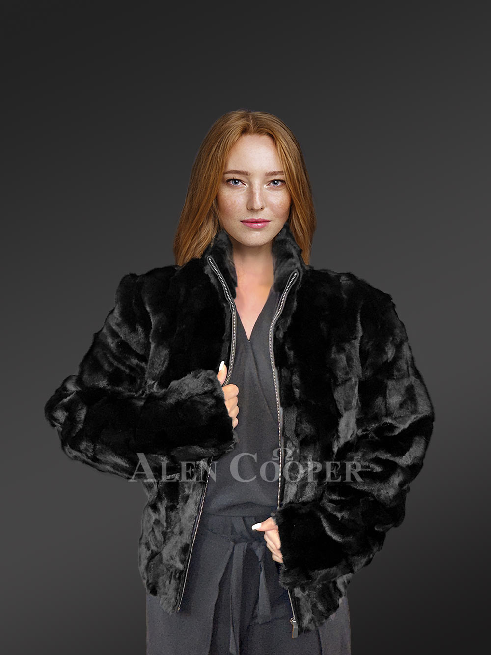 Women’s Sheared Mink Turtle Neck Jacket