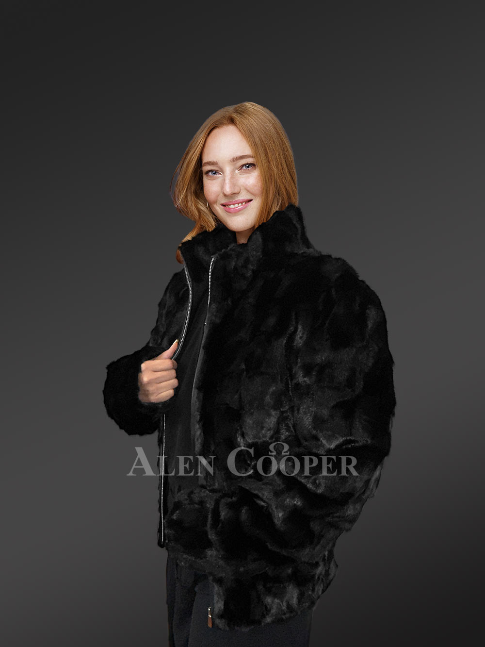 Women’s Sheared Mink Turtle Neck Jacket - Image 2