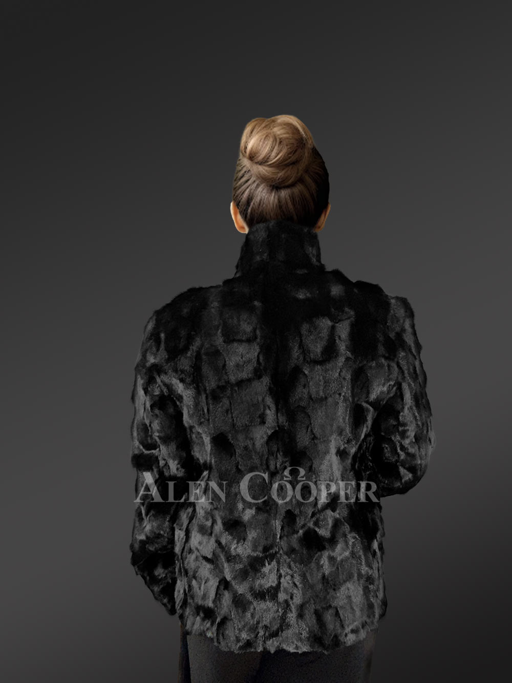 Women’s Sheared Mink Turtle Neck Jacket - Image 4