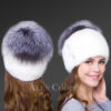 womens fox fur beanie hat with pompom