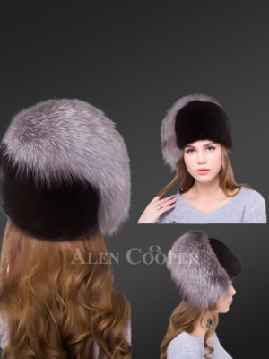 Blackglama Mink Beret Hat with Silver Fox Tail