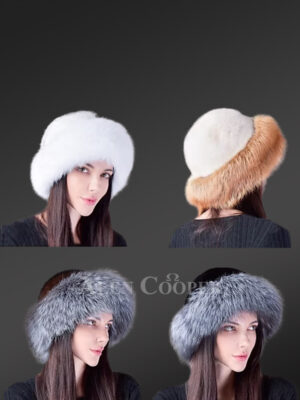 Fox Roller Hat with Mink Top
