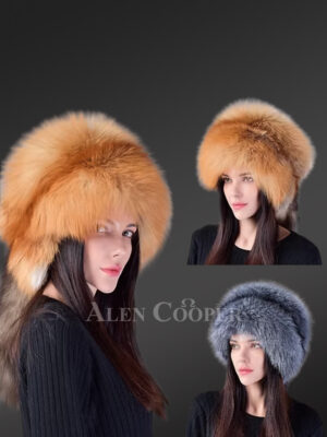 Fuller Fox Fur Hat with Tail - Women’s Headwear in a Chic Russian Style