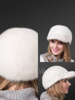 Womens Full Skin Mink Riding Hat