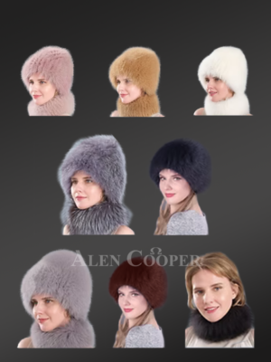 Knit Fox Fur Beanie Hat and Scarf Set