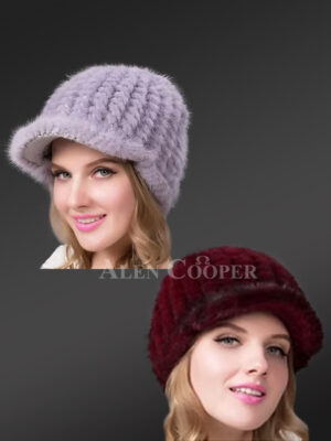 Womens Knit Mink Riding Hat–Looks Exquisite with Unique Texture & Appearance
