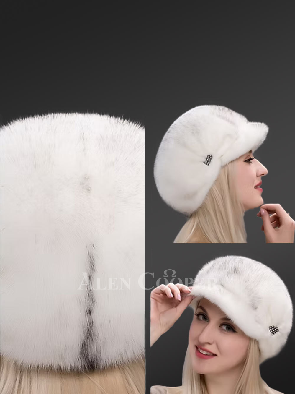 Mahogany Mink Riding Hat with Side Decoration Accent for Urbane Women - Image 2