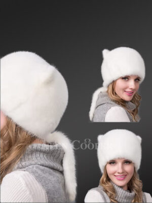 Mink Beanie Hat with Tail