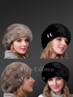 Modern Beret Mink Hat