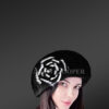 Mink Beret with Floral Accent