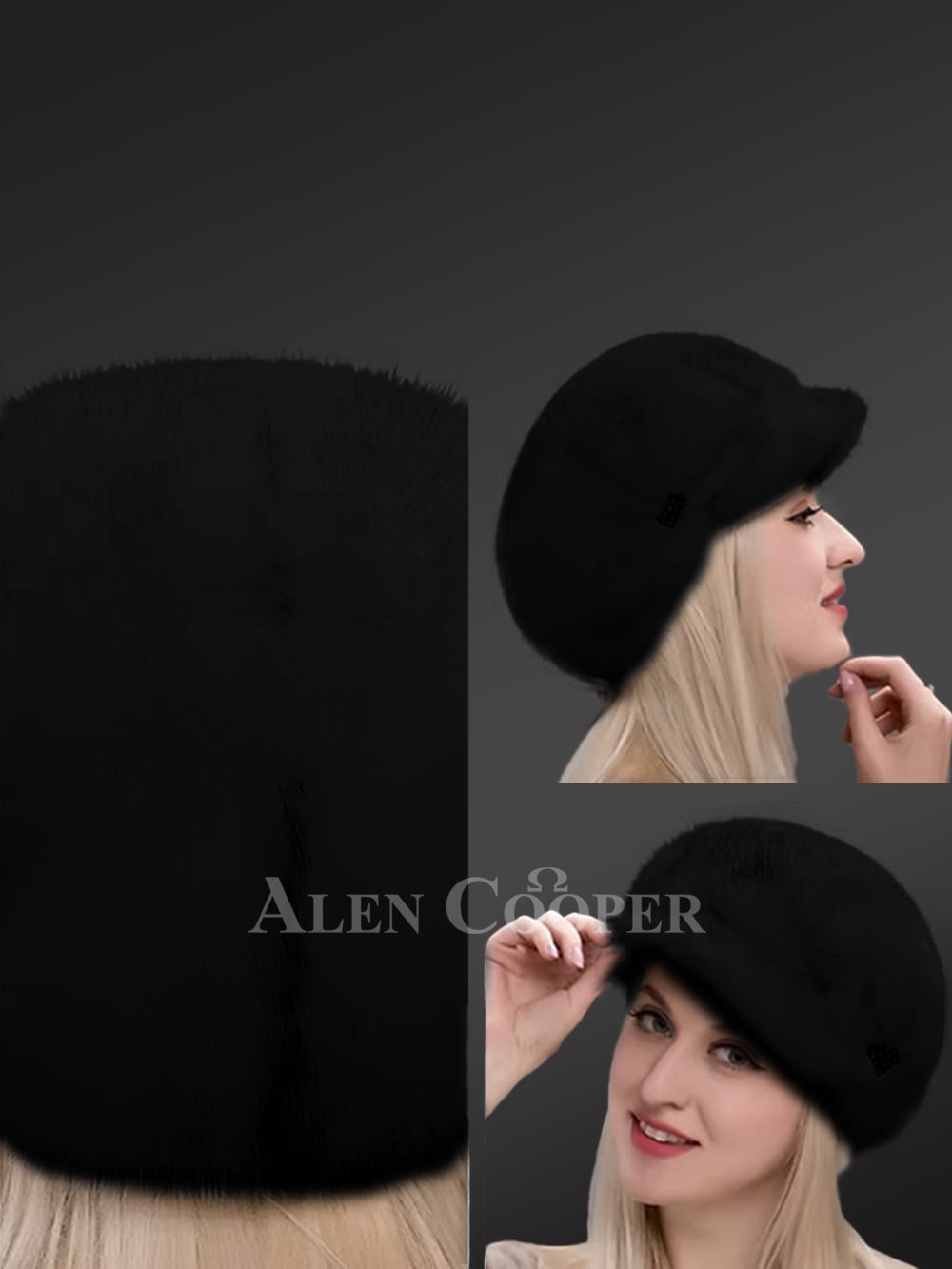 Mahogany Mink Riding Hat with Side Decoration Accent for Urbane Women - Image 3