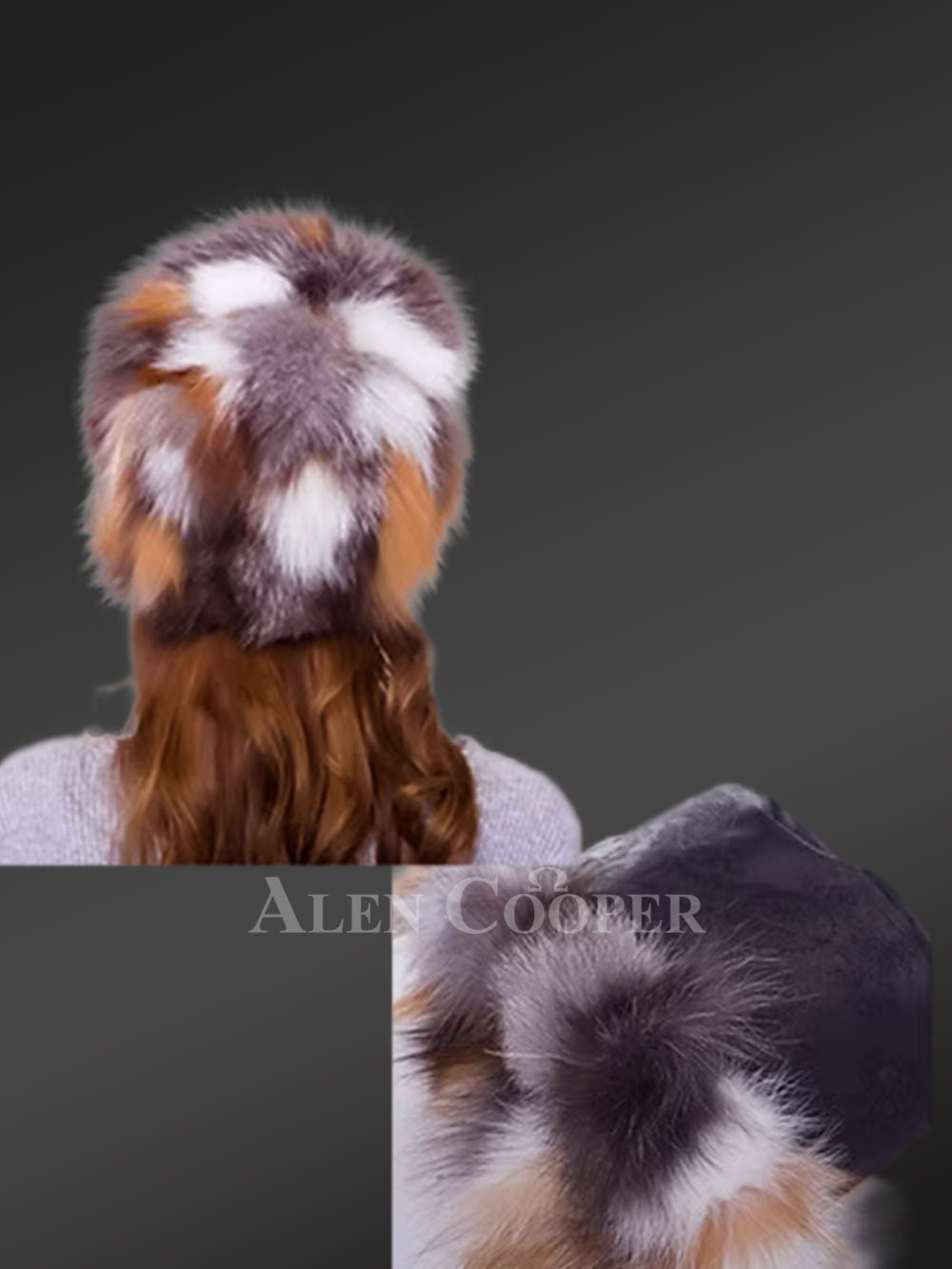 Womens Multicolor Fox Fur Beanie Hat - A Vibrant Winter Style Statement - Image 2