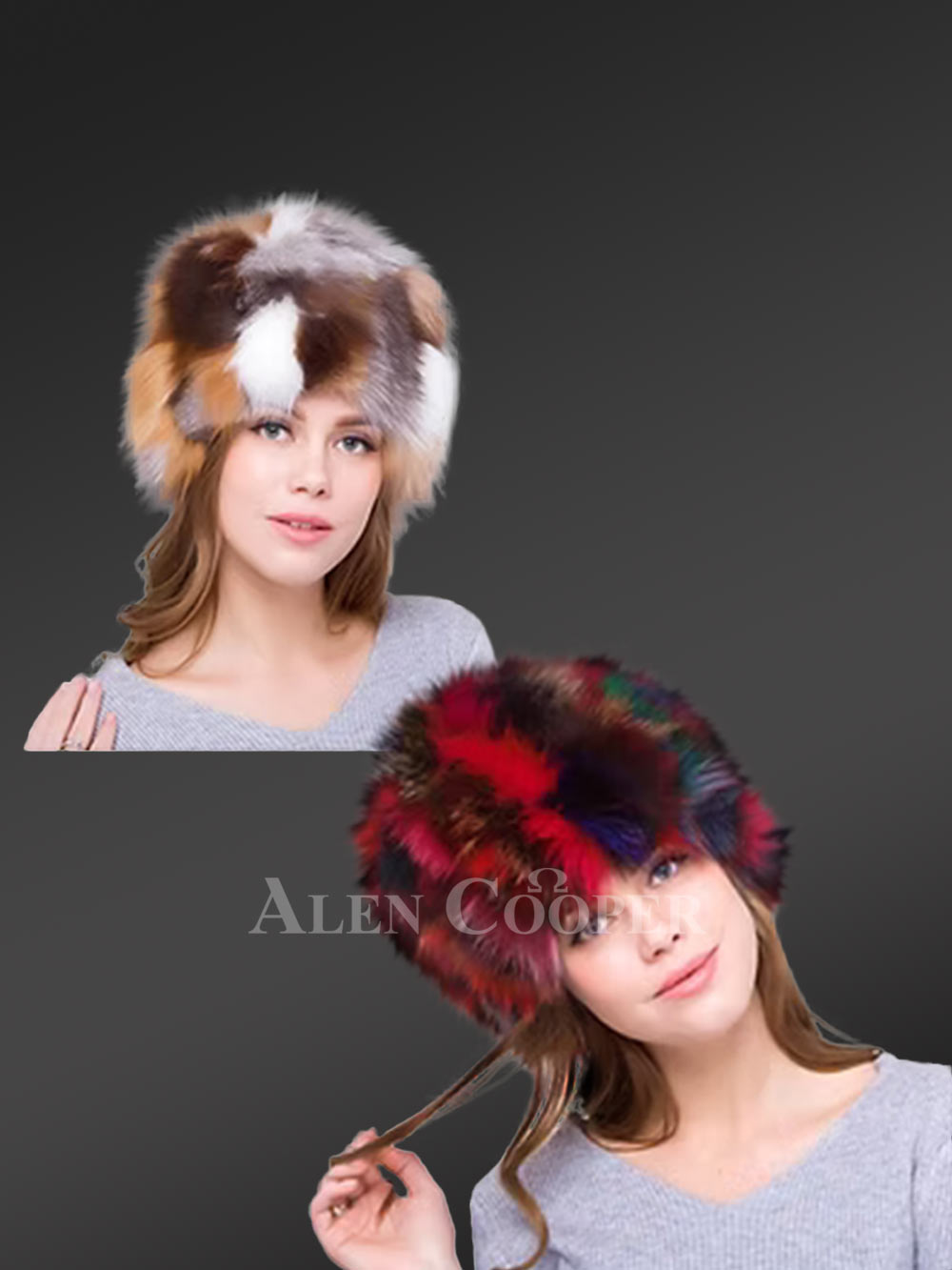Womens Multicolor Fox Fur Beanie Hat - A Vibrant Winter Style Statement