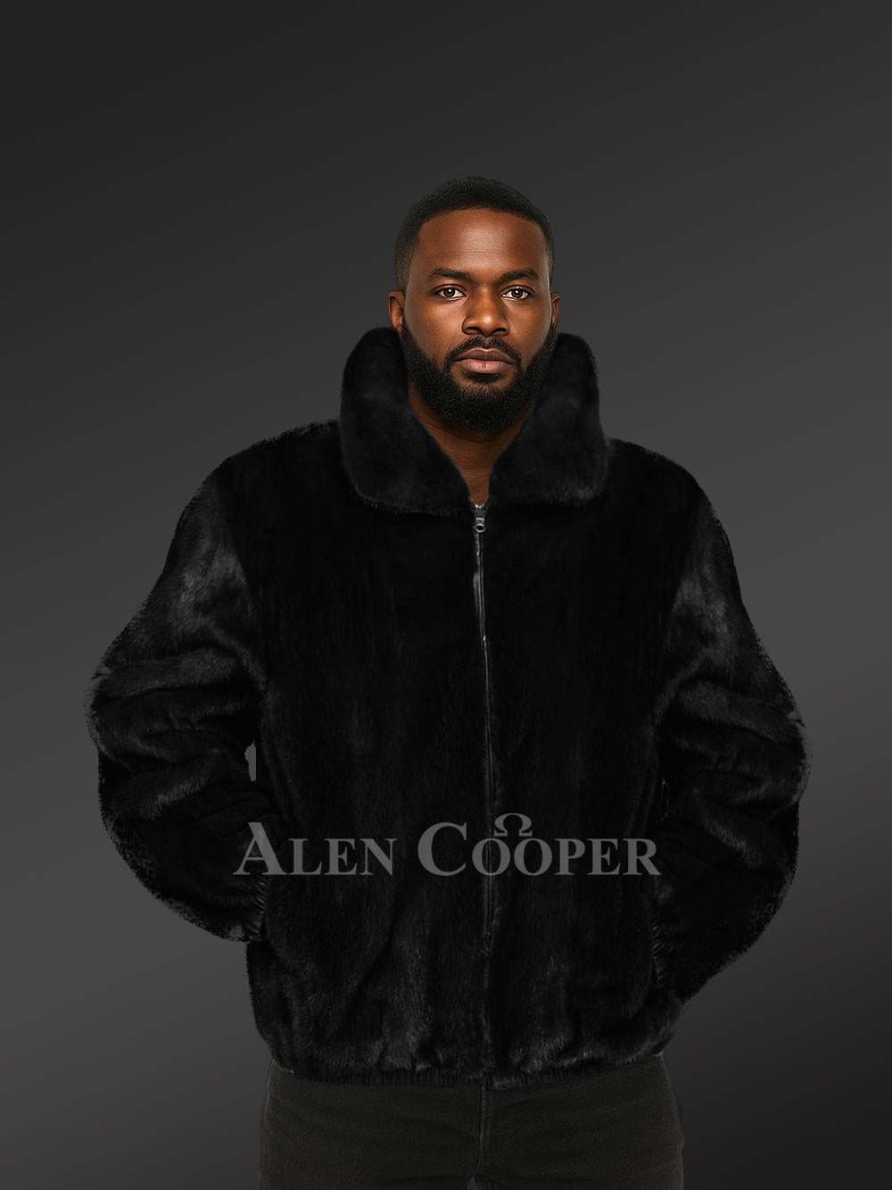 Men’s Black Reversible Real Full Skin Mink Fur Straight Warm Winter Coat