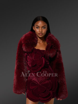 Women’s Trendy Short Bolero Jacket in Burgundy (6)