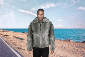 Hare Fur Men Bomber Jacket with a Comfy Snug Fit