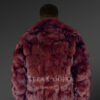 Mens Coffee Brown Fox Fur Bomber Jacket back view