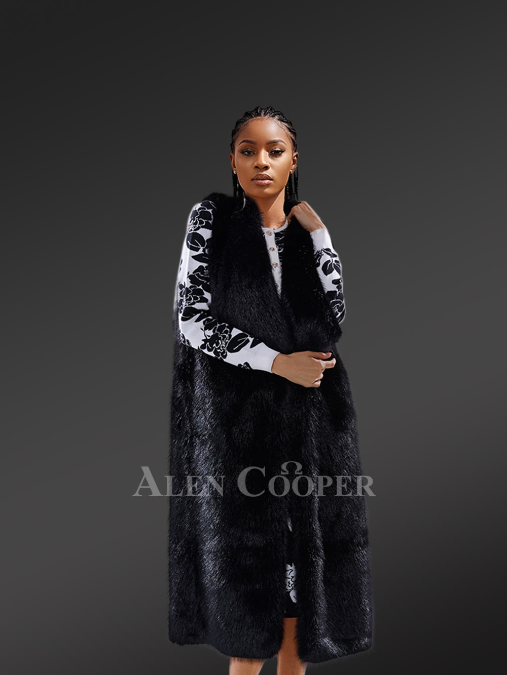 Womens Rabbit Fur Long Vest for Effortless Elegance with Timeless Luxury - Image 3