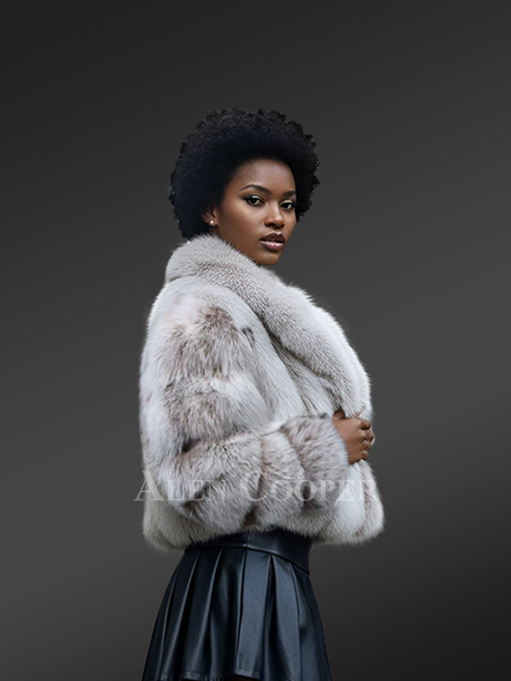 Women’s Shadow Fox Fur Short Jacket - Image 4