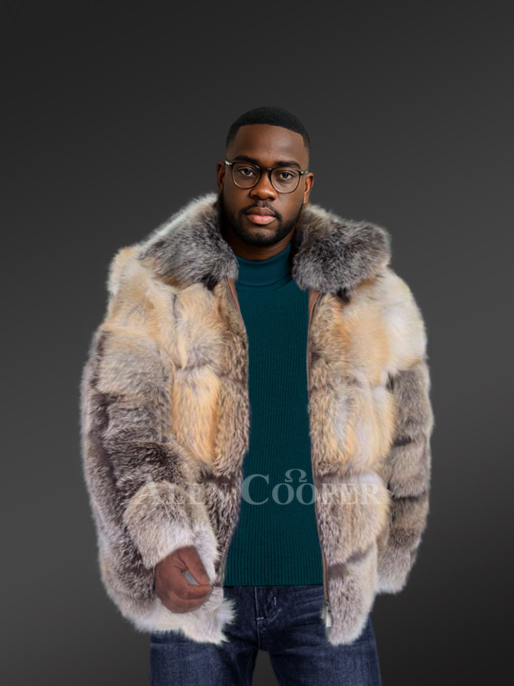 Men’s Luxurious Golden Island Fox Jacket (9)