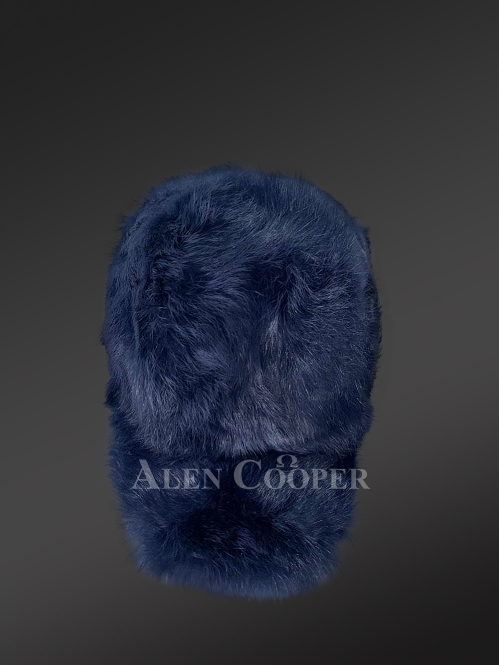 Mens Navy Blue Rabbit Fur Baseball Hat (1)