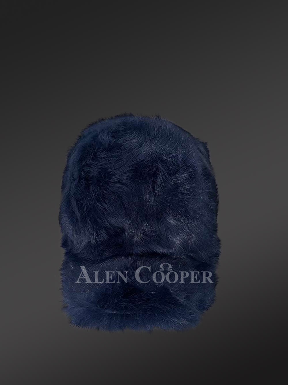 Mens Navy Blue Rabbit Fur Baseball Hat (2)