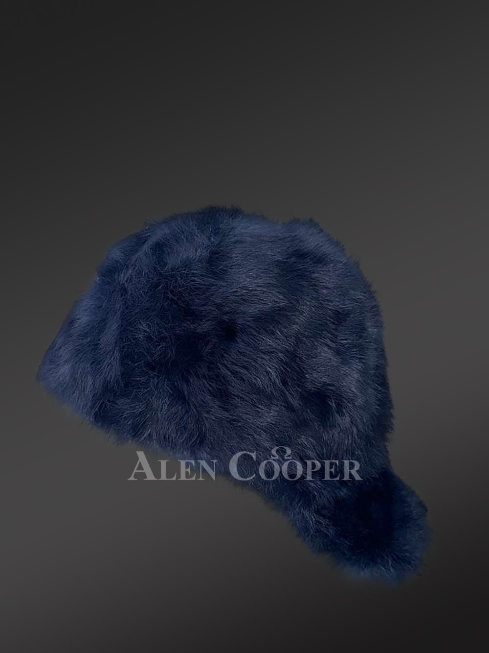 Mens Navy Blue Rabbit Fur Baseball Hat (3)