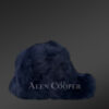Mens Navy Blue Rabbit Fur Baseball Hat (5)