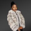 Women’s Natural Blue Fox Short Jacket with Hood (3)