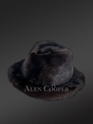 Men’s Fullskin Mink Fedora Hat in Mahoghany Brown