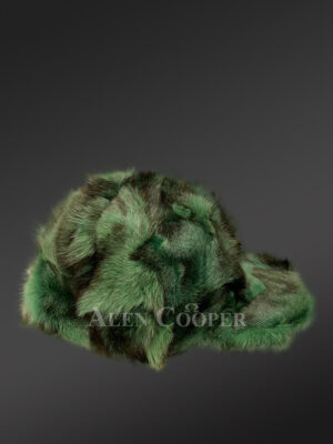 Men’s Green Baseball Hat in Fox Fur