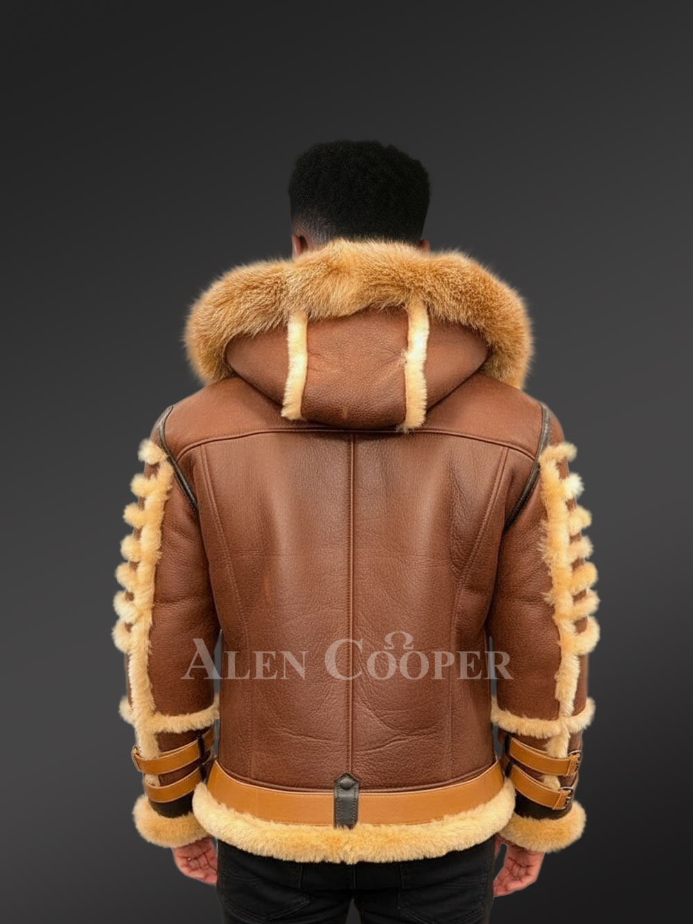 Mens Shearling Bomber Jacket with Hood – Bold Texture Infinite Style - Image 6