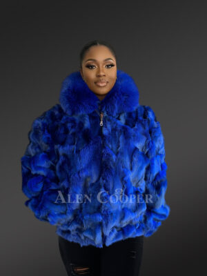 Women’s Dyed Blue Fox Fur Jacket